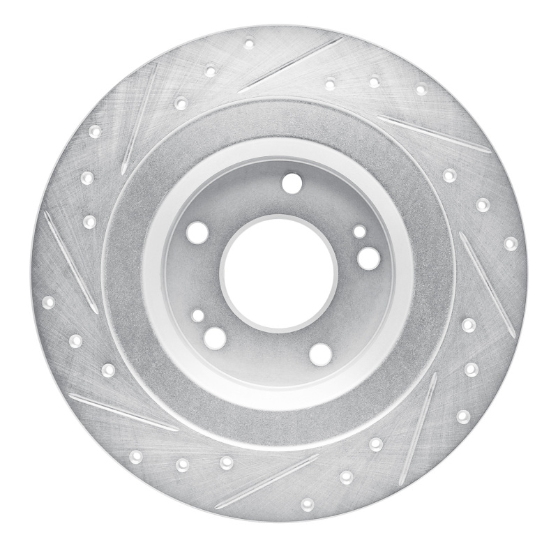 Mitsubishi Outlander PHEV Brake Rotor (1) - Rear Right - R1 Concepts - Drilled & Slotted - Silver - `13-`25